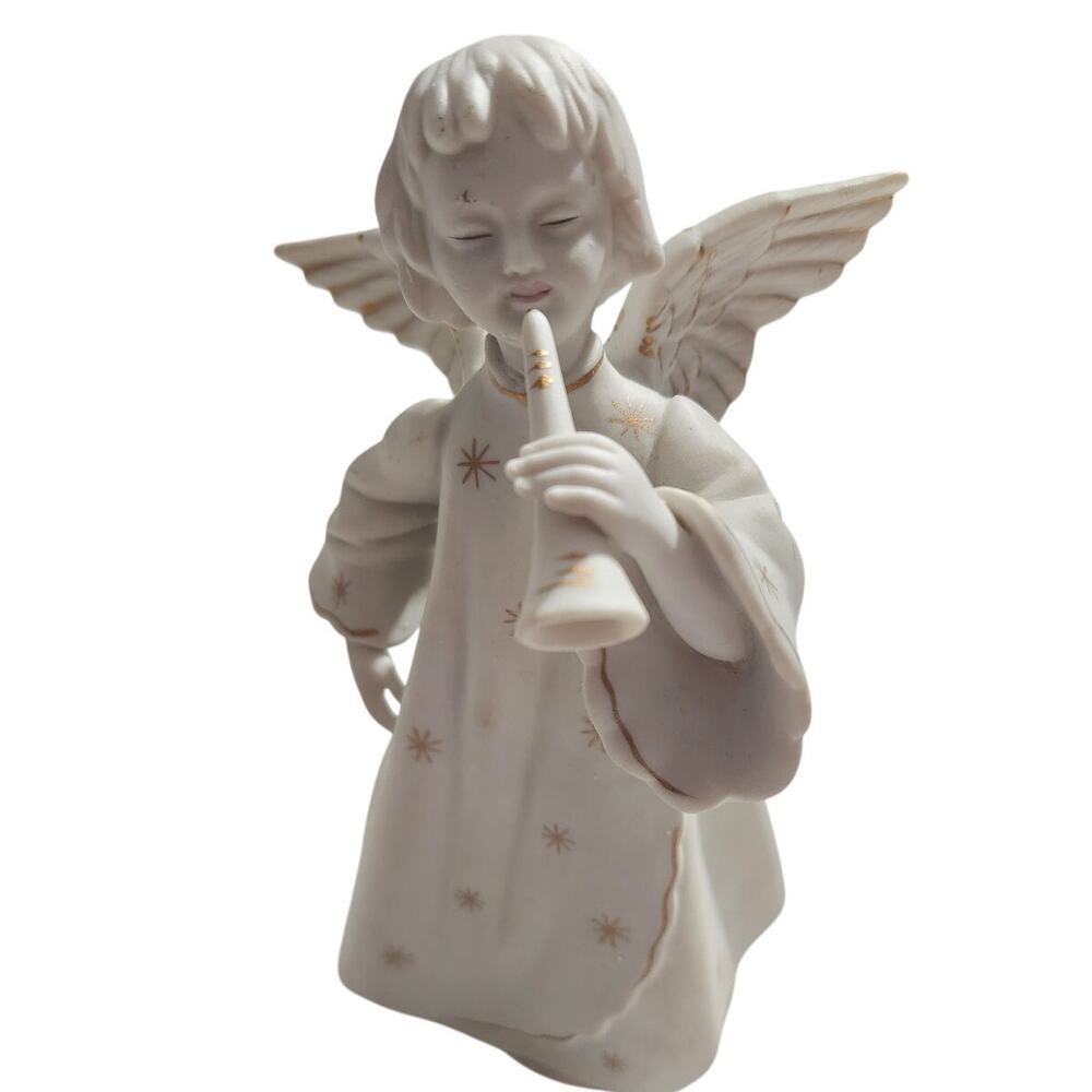 SCHMID Porcelain COLLECTIBLE VTG ROTATING MUSICAL ANGEL SILENT NIGHT